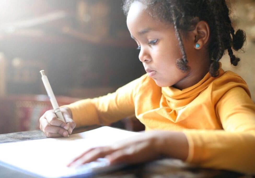 child in childcare writing